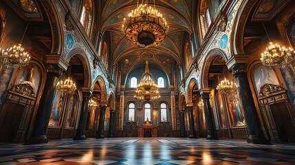 Obraz premium magnificent interior of archbishops palace hall opulence