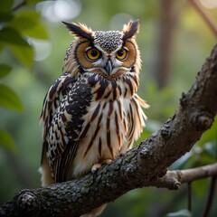 Obraz premium An owl on a tree branch.