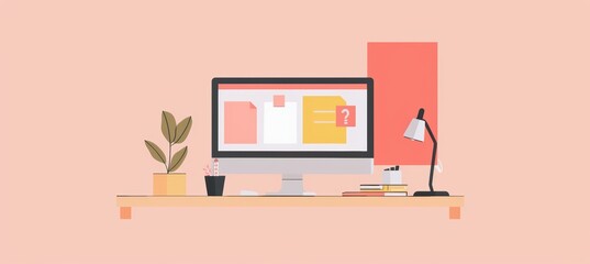 Minimalist Workspace with Financial Management App on Desktop for Modern Office Design