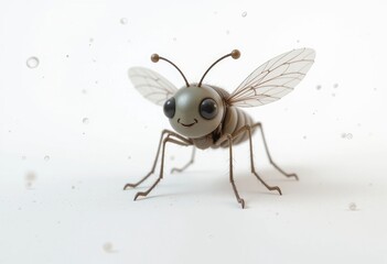 Fototapeta premium Cute Cartoon Ant Character with Wings on White Background