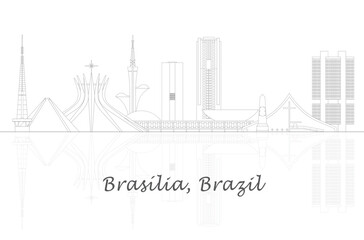 Naklejka premium Outline Skyline Panorama of city of Brasilia, Brazil - vector illustration