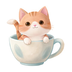 cat with a cup of coffee