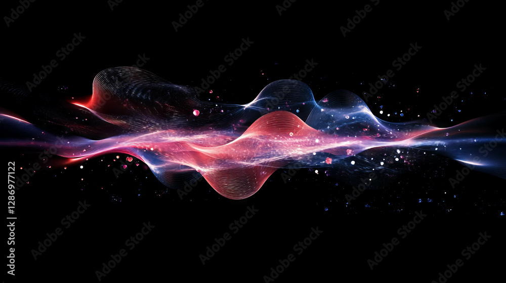 Poster abstract background with drifting light particles in dynamic motion