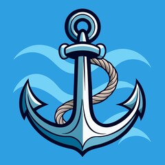 Naklejka premium anchor on blue background anchor, symbol, icon, ship, nautical, vector, boat