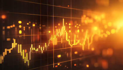Naklejka premium Forex gold trading background with glowing graph