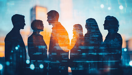 Group of multinational business people and digital technology concept. Management strategy. Human resources recruitment