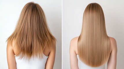 Before and after hair transformation: frizzy to sleek smooth hair