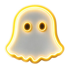 Snapchat Ghost Icon with Glowing Face Isolated on Transparent Background