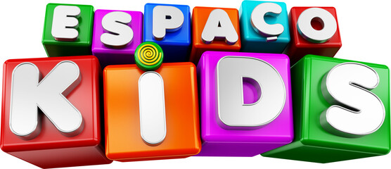 3d logotipo espaço infantil, selo 3d espaço de crianças
