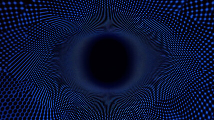 3D blue techno background, dark space with dotted 
