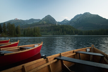 Mountain lake in the high tatra mountains.
