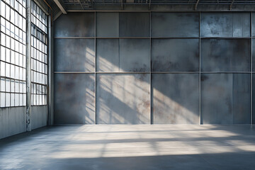 Abandoned industrial hall with windows