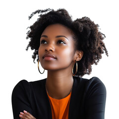 A Woman Attending a Womens Day Virtual Conference Isolated on Transparent Background