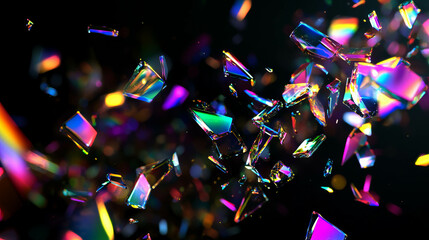 Abstract holographic shards on dark background for futuristic design