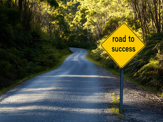 running towards success sign road


