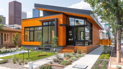 Eco friendly home featuring energy efficient systems, solar roof, and smart energy monitoring