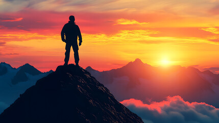 silhouette of a man on sunset