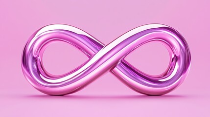 Fototapeta premium Metallic Pink Infinity Symbol Shining on Light Pink Background Concept
