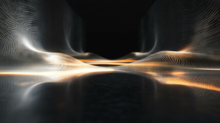 Abstract background of floating energy waves and pulsating light for creative design