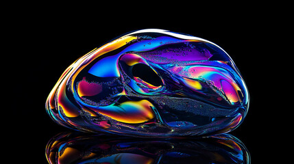 Iridescent soap bubble art on dark background for creative design