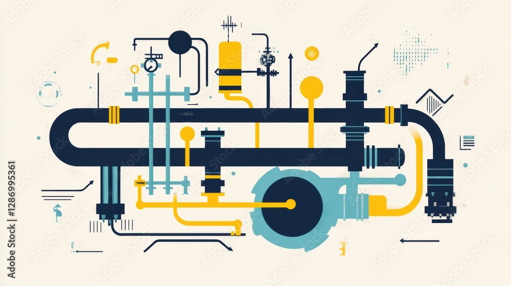 Aufkleber gas pipeline flow infographic showcasing minimalist design in energy transportation systems and thei
