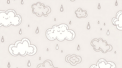 A white background with clouds and raindrops. generated using AI