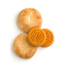 set of mooncakes on white background