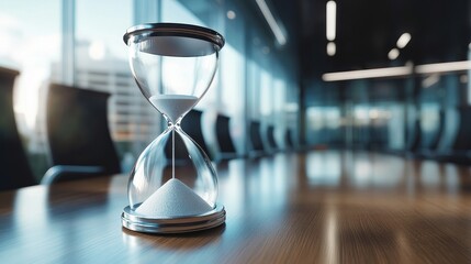 Hourglass on office table