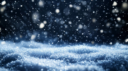 Winter background of snow particles blown by strong wind for seasonal design and decoration