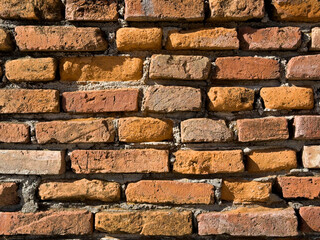 Old Rustic orange Brick Wall with Weathered Texture