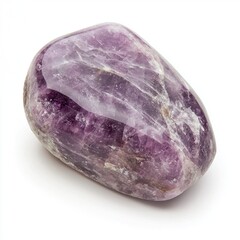 Fototapeta premium Soft lavender polished lepidolite gemstone isolated on white