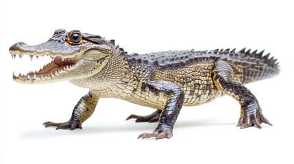 Obraz premium Agressive alligator opening mouth on white background
