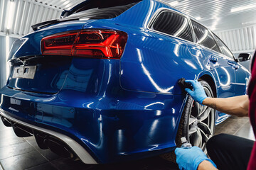 Process of applying a nano-ceramic coating on the car's. Protection the car body from scratches, chips and damage. 