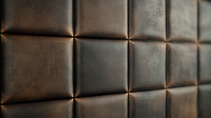 Naklejka premium Luxurious dark leather upholstery with beech wood texture for interior design