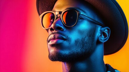 Stylish African Man in Hat & Sunglasses, Vibrant Colors, Cool Attitude