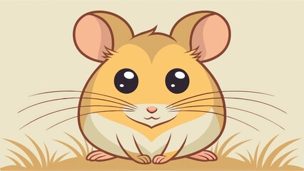 Obraz premium a cute and adorable cartoon hamster with big, expressive eyes. It has a round body and fluffy fur, with small paws and ears