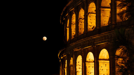 colosseum at night with moon © Rowan W