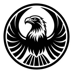 Obraz premium a stylized eagle emblem in a circular frame, with its wings spread majestically