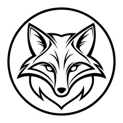 Fototapeta premium Stylish Black and White Fox Logo Emblem Circle Design Monochrome Illustration
