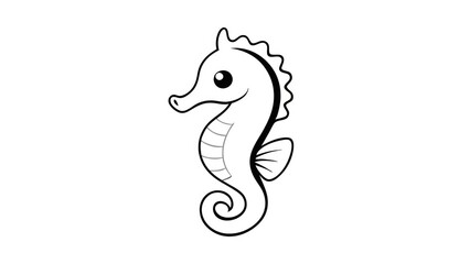 Fototapeta premium Cute Cartoon Seahorse Illustration on White Background