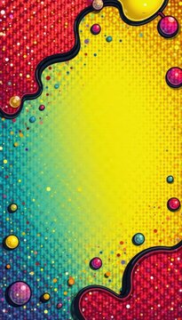 Bright colorful comic book background with bold dot harf tone element and bubble graphics, digital art, bold typography, pop art comics