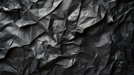 Black folded rumple paper texture for design or background use