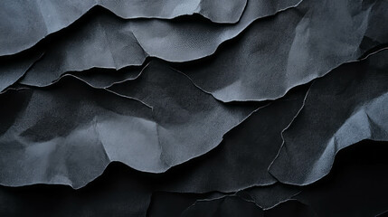 Obraz premium Textured black rumpled paper background for design and decor