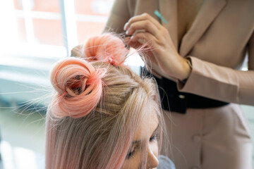Fototapeta premium Close-Up of Needlework in Handcrafted Wig Production