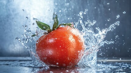 Fresh Tomato Immersed in Water Splash - A Culinary Delight