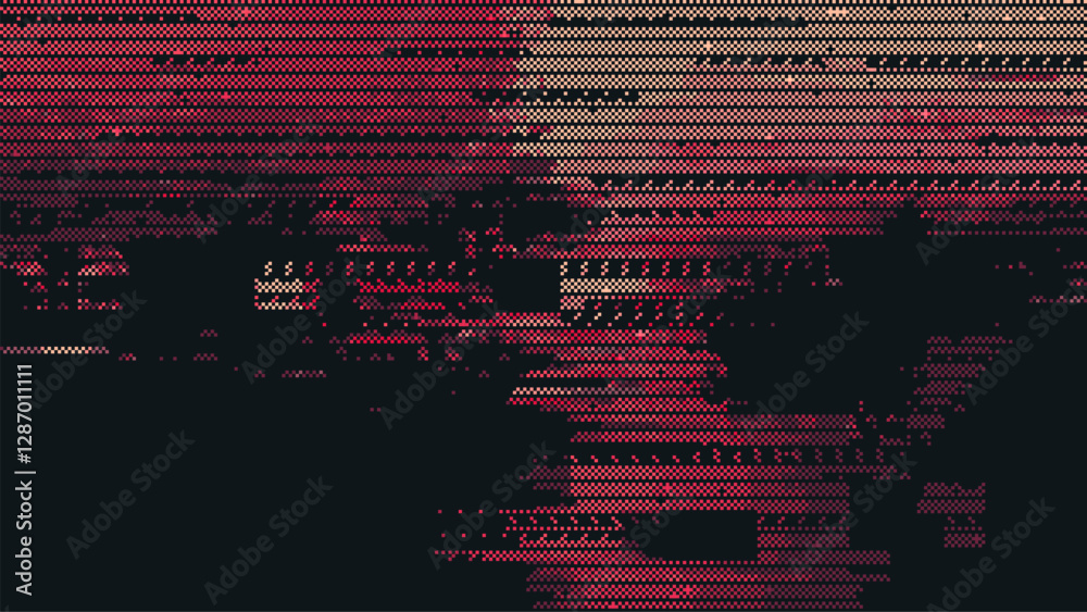 Aufkleber a digital glitch art style background. pixelated textures. red color gradients. vhs glitch pixel art