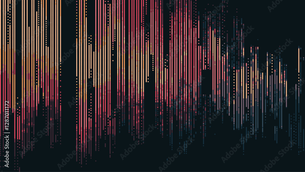 Fototapete Abstract background with vertical lines of color and noise. glitch pixel art style. vector graphics. data visualization background design.