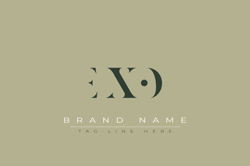 Fototapeta premium EXO abstract letter logo design. This logo is designed by three abstract letters.