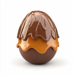 Easter egg made of chocolate with caramel filling isolated on white background