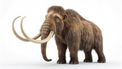 Obraz premium Majestic Woolly Mammoth on White Background